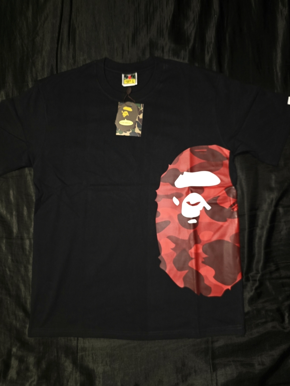 A Bathing Ape Sidehead Red Camouflage Head T-Shirt, Black